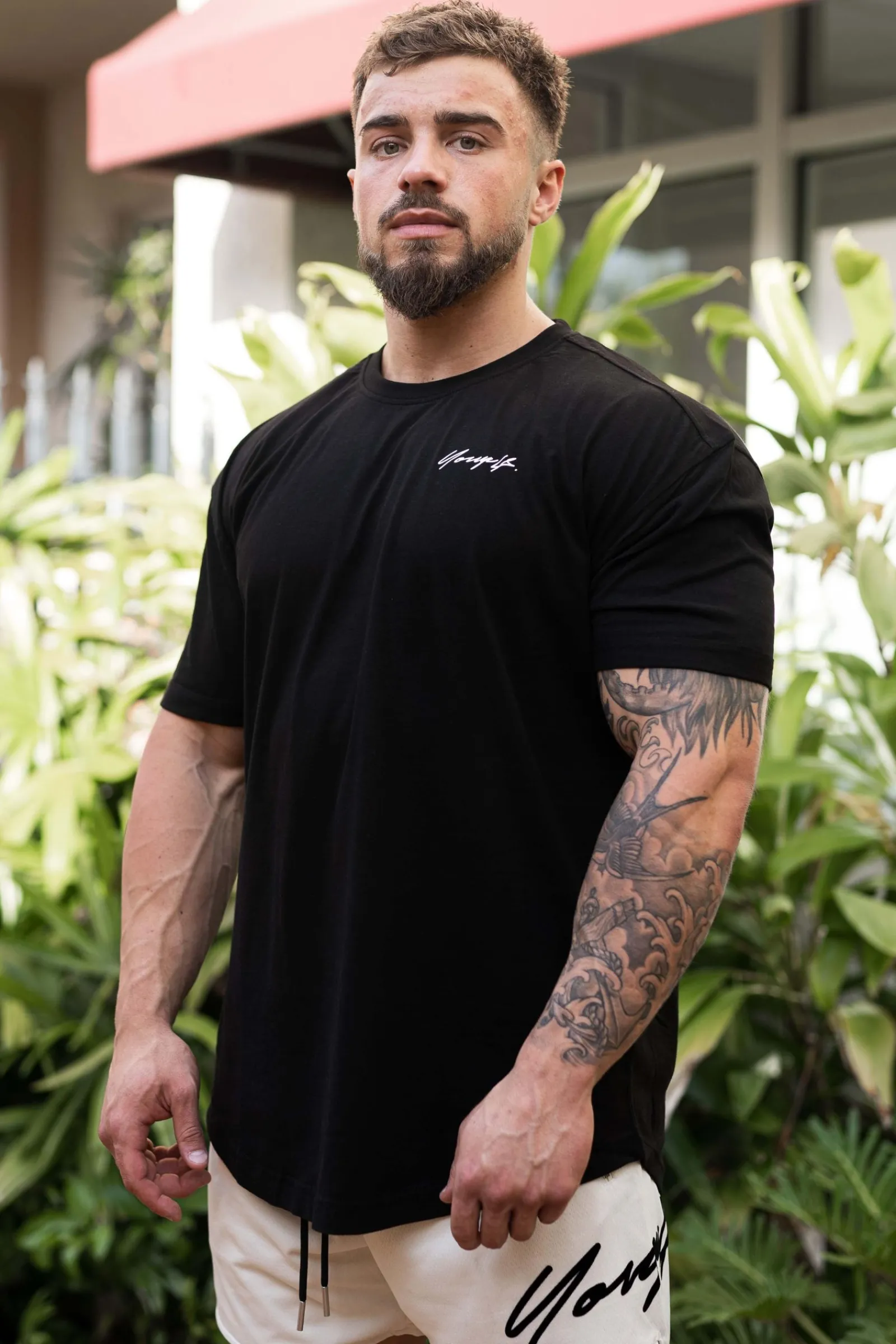 Shirts<Youngla 408 Autobiography Tees Black|Cream|Forest Green|Light Grey