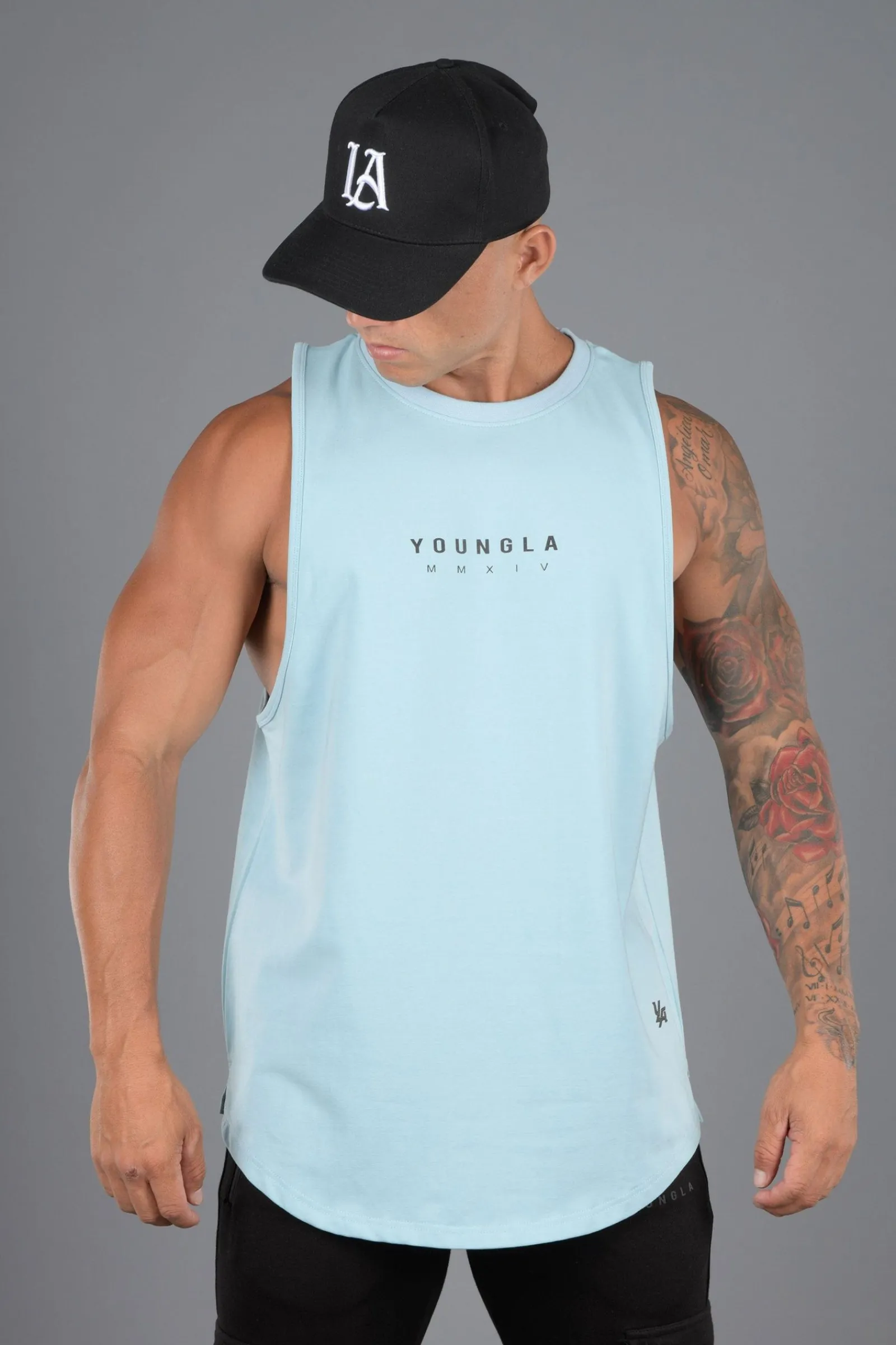 Tanks<Youngla 326 Elemental Tanks Black|Sky Blue|Cream|Grey