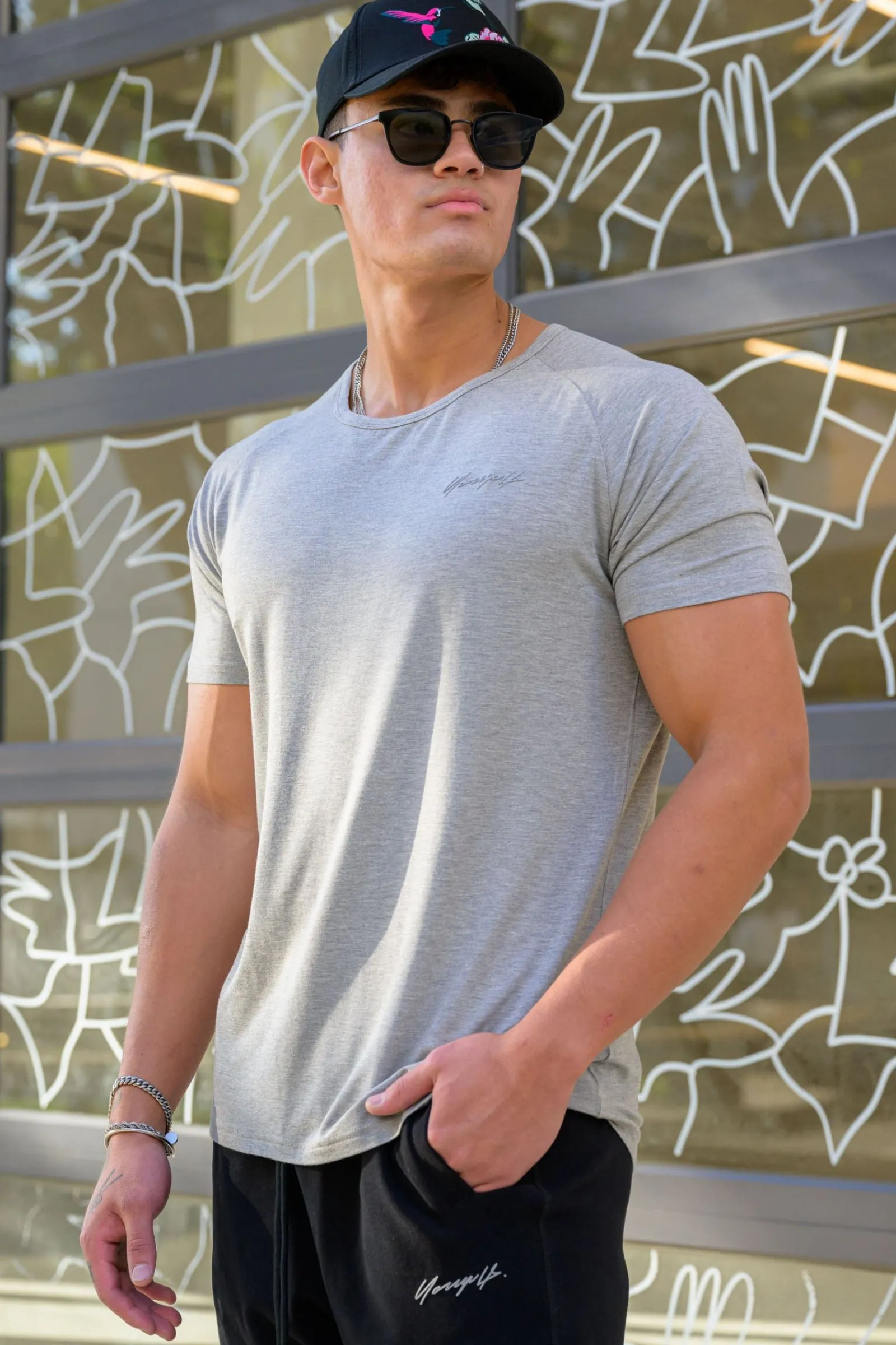 Shirts<Youngla 422 Fitted Delt Tee Black|Brown|Heather Grey|Nardo Grey