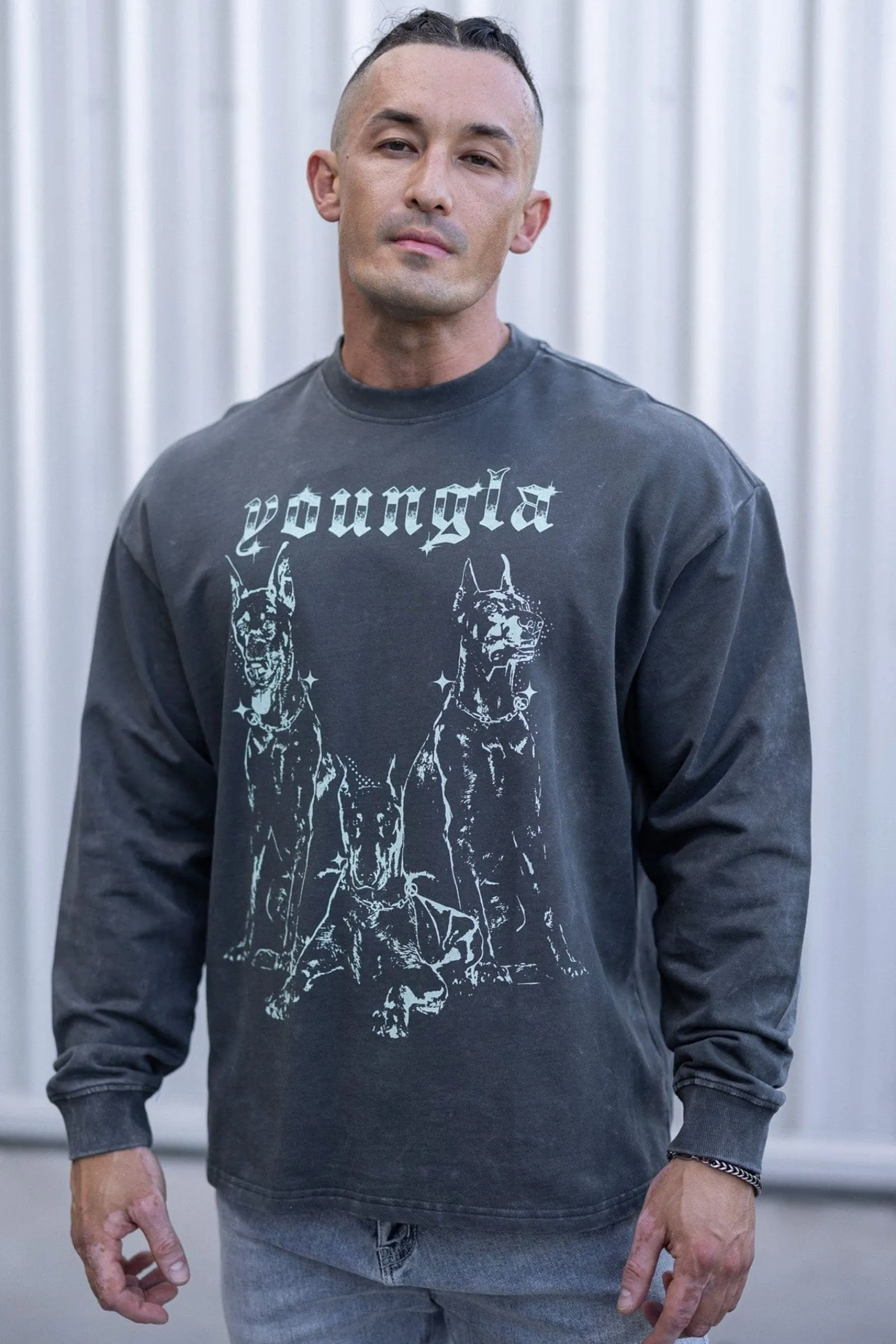 Shirts<Youngla 804 For All The Dogs Longsleeves Black Wash|Brown Wash|Deep Teal Wash|Grey Wash