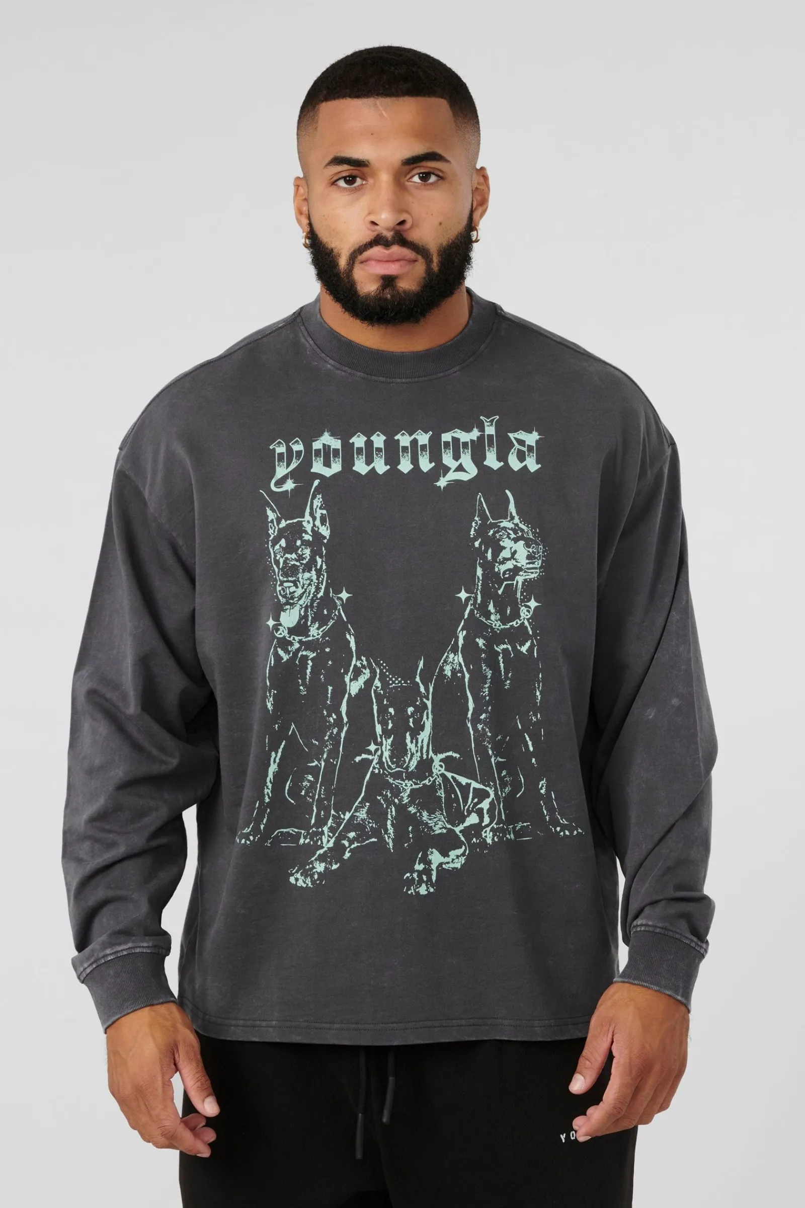 Shirts<Youngla 804 For All The Dogs Longsleeves Black Wash|Brown Wash|Deep Teal Wash|Grey Wash