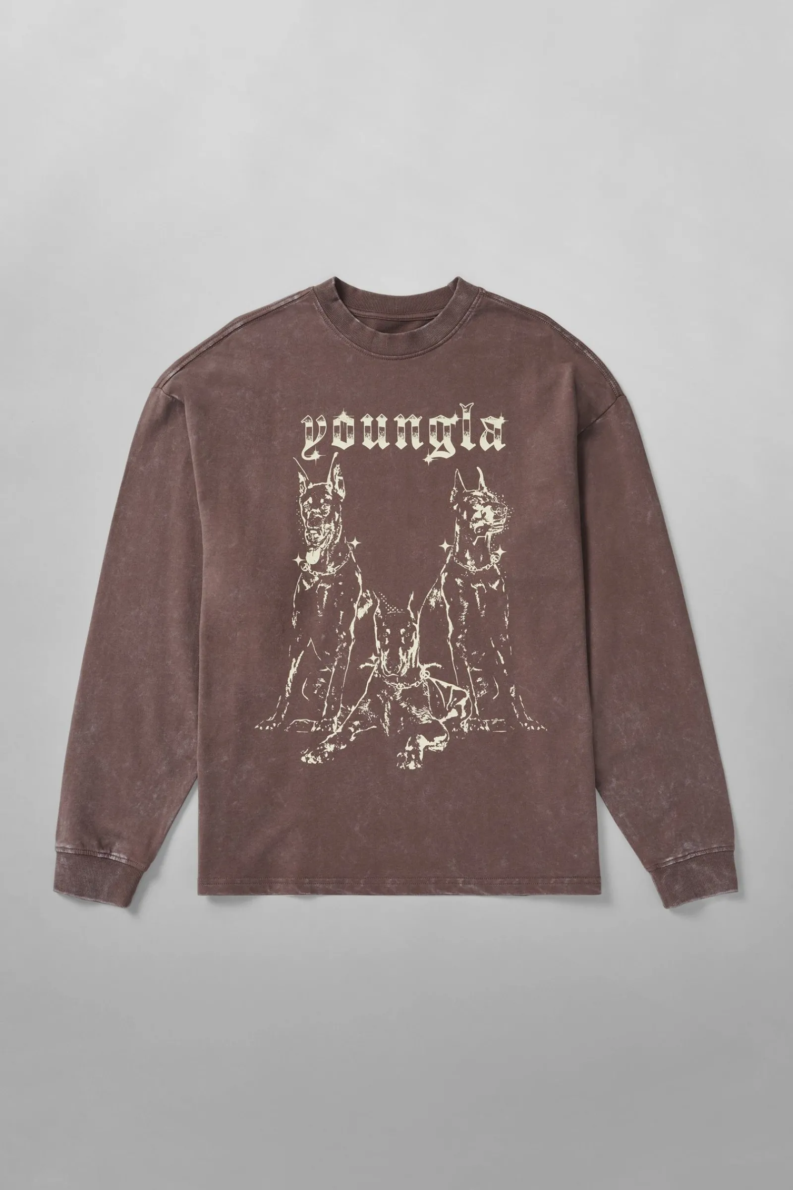 Shirts<Youngla 804 For All The Dogs Longsleeves Black Wash|Brown Wash|Deep Teal Wash|Grey Wash