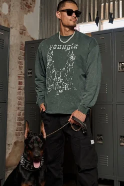 Shirts<Youngla 804 For All The Dogs Longsleeves Black Wash|Brown Wash|Deep Teal Wash|Grey Wash