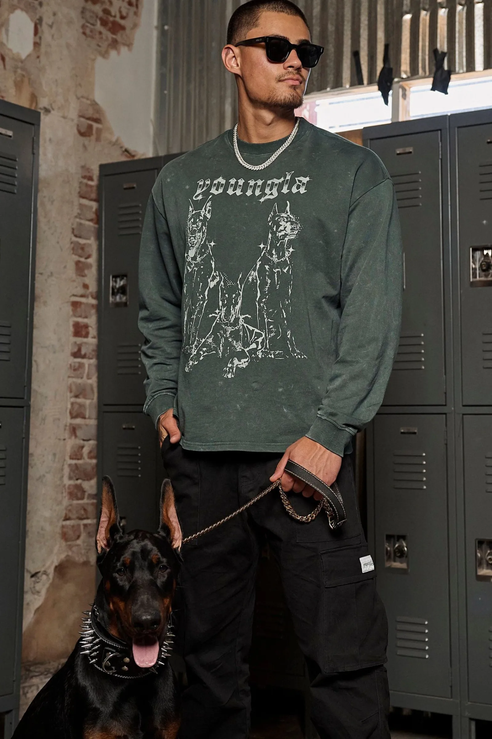 Shirts<Youngla 804 For All The Dogs Longsleeves Black Wash|Brown Wash|Deep Teal Wash|Grey Wash