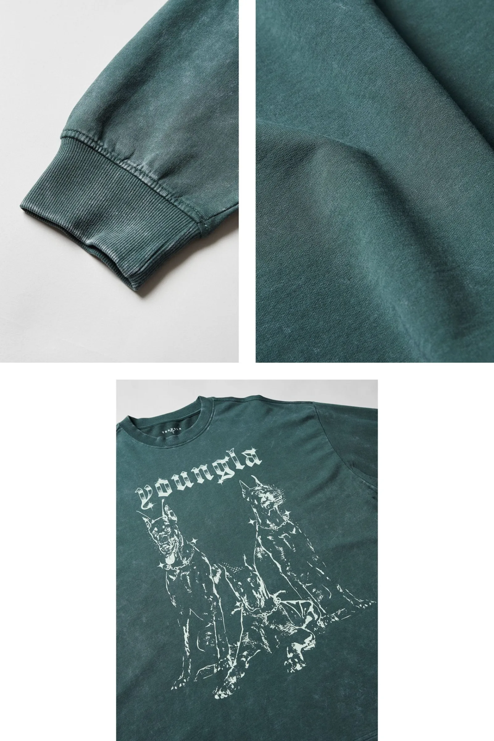 Shirts<Youngla 804 For All The Dogs Longsleeves Black Wash|Brown Wash|Deep Teal Wash|Grey Wash