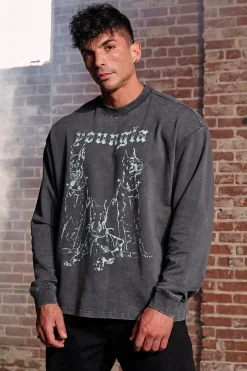 Shirts<Youngla 804 For All The Dogs Longsleeves Black Wash|Brown Wash|Deep Teal Wash|Grey Wash