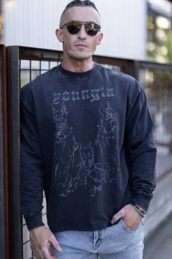 Shirts<Youngla 804 For All The Dogs Longsleeves Black Wash|Brown Wash|Deep Teal Wash|Grey Wash