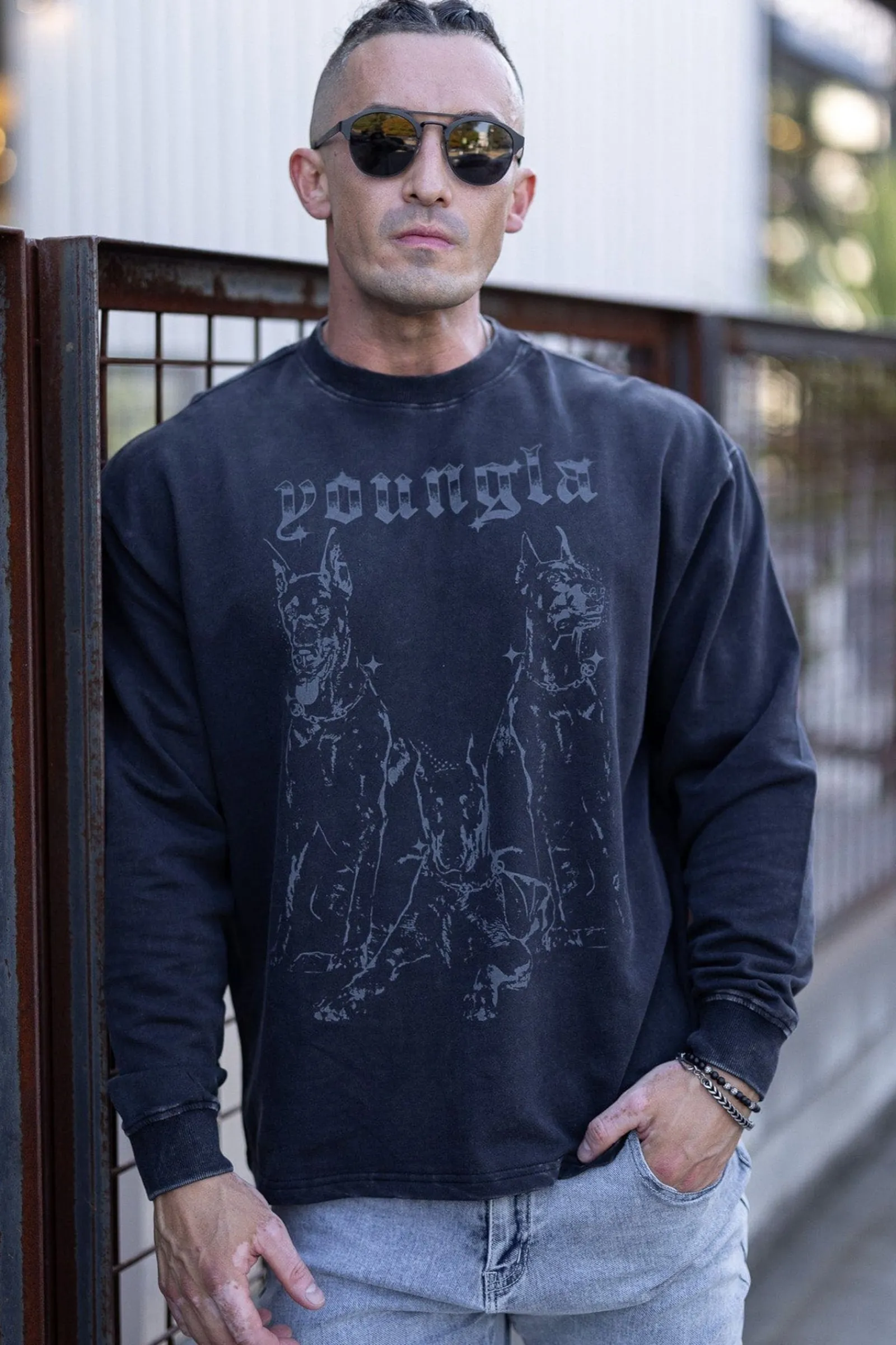 Shirts<Youngla 804 For All The Dogs Longsleeves Black Wash|Brown Wash|Deep Teal Wash|Grey Wash