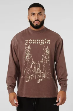 Shirts<Youngla 804 For All The Dogs Longsleeves Black Wash|Brown Wash|Deep Teal Wash|Grey Wash