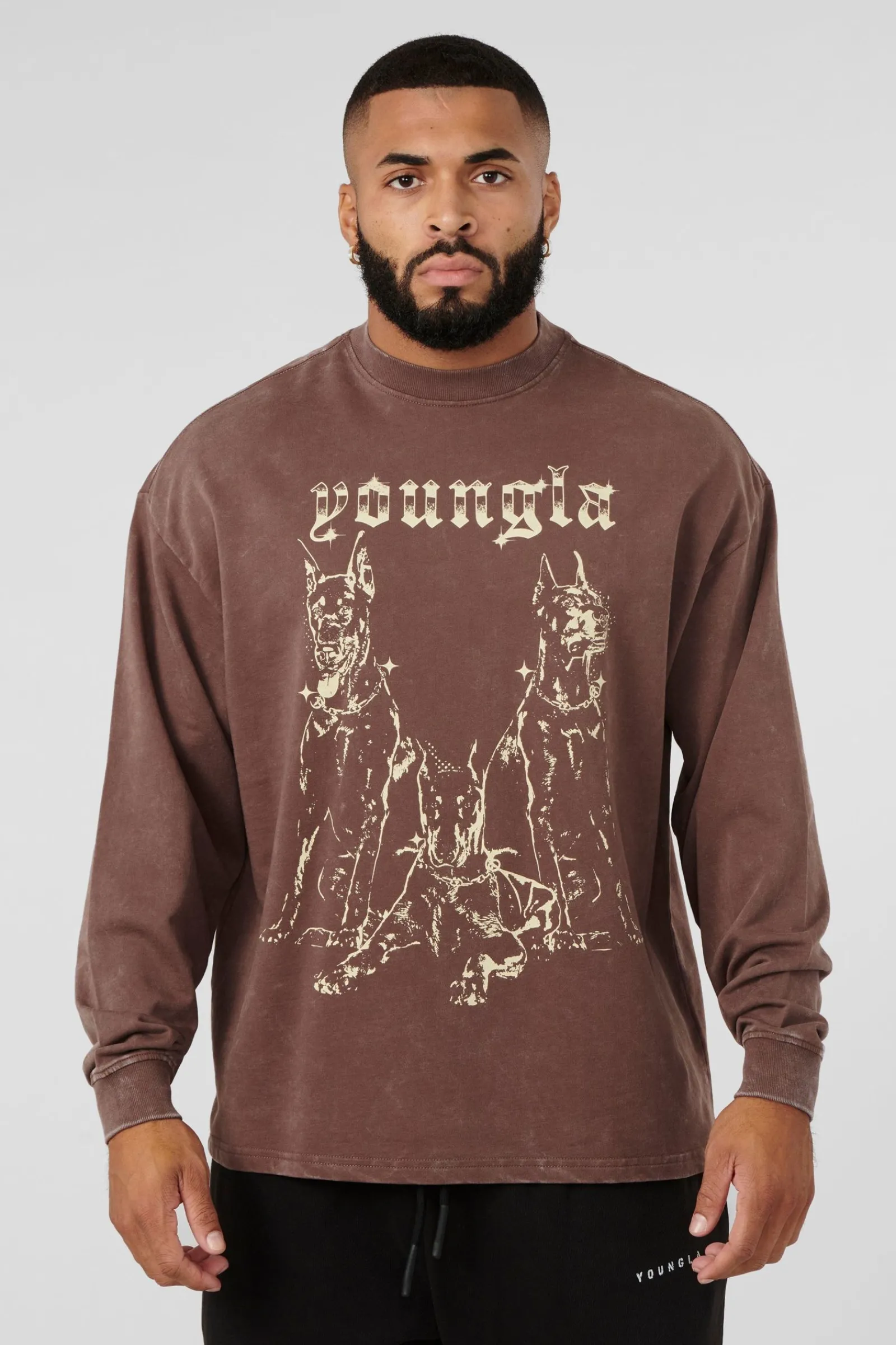 Shirts<Youngla 804 For All The Dogs Longsleeves Black Wash|Brown Wash|Deep Teal Wash|Grey Wash