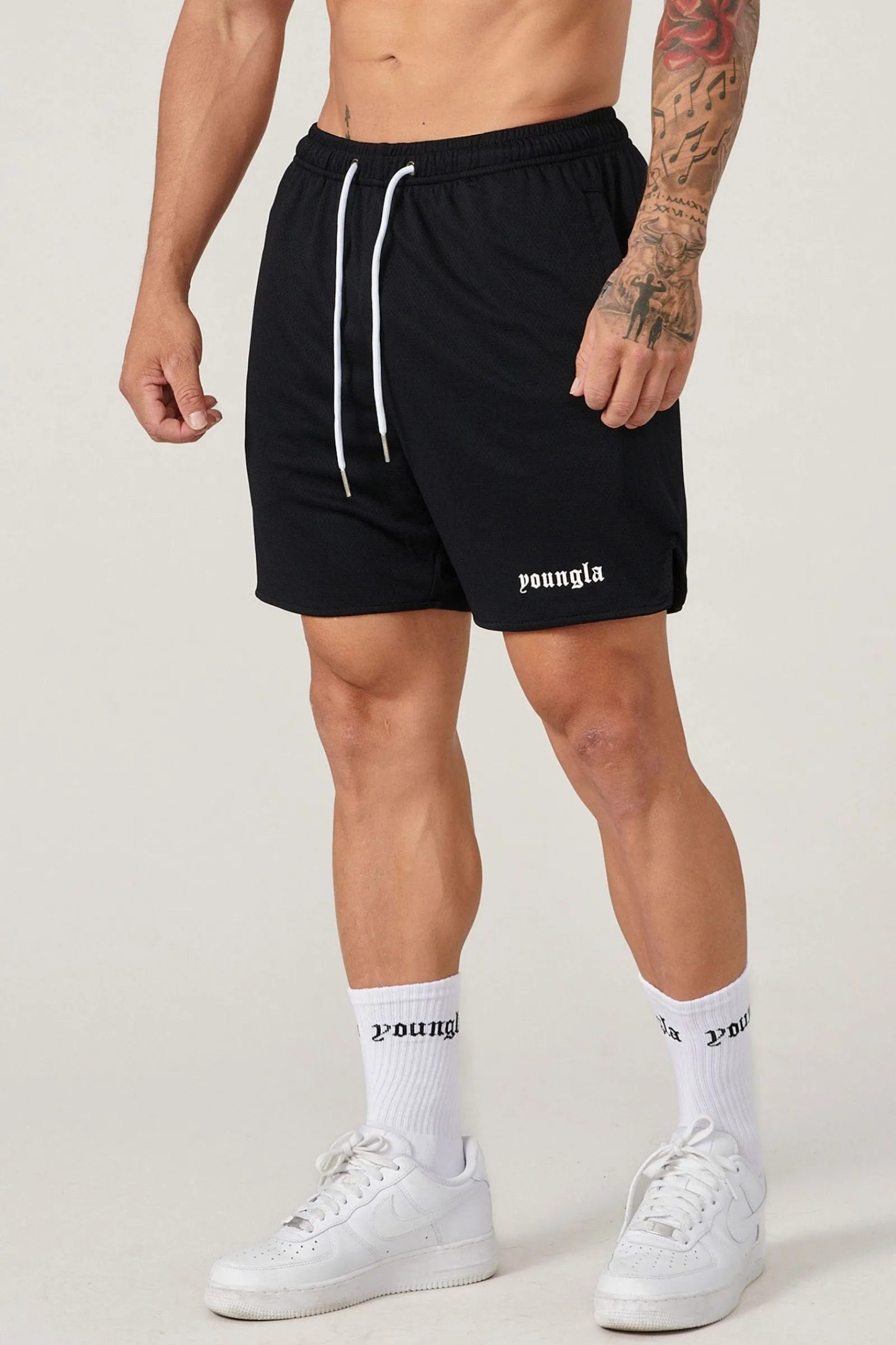 Shorts<Youngla 134 Game-Time Shorts & Socks Set Black|Carolina Blue|Chocolate|Foliage Green