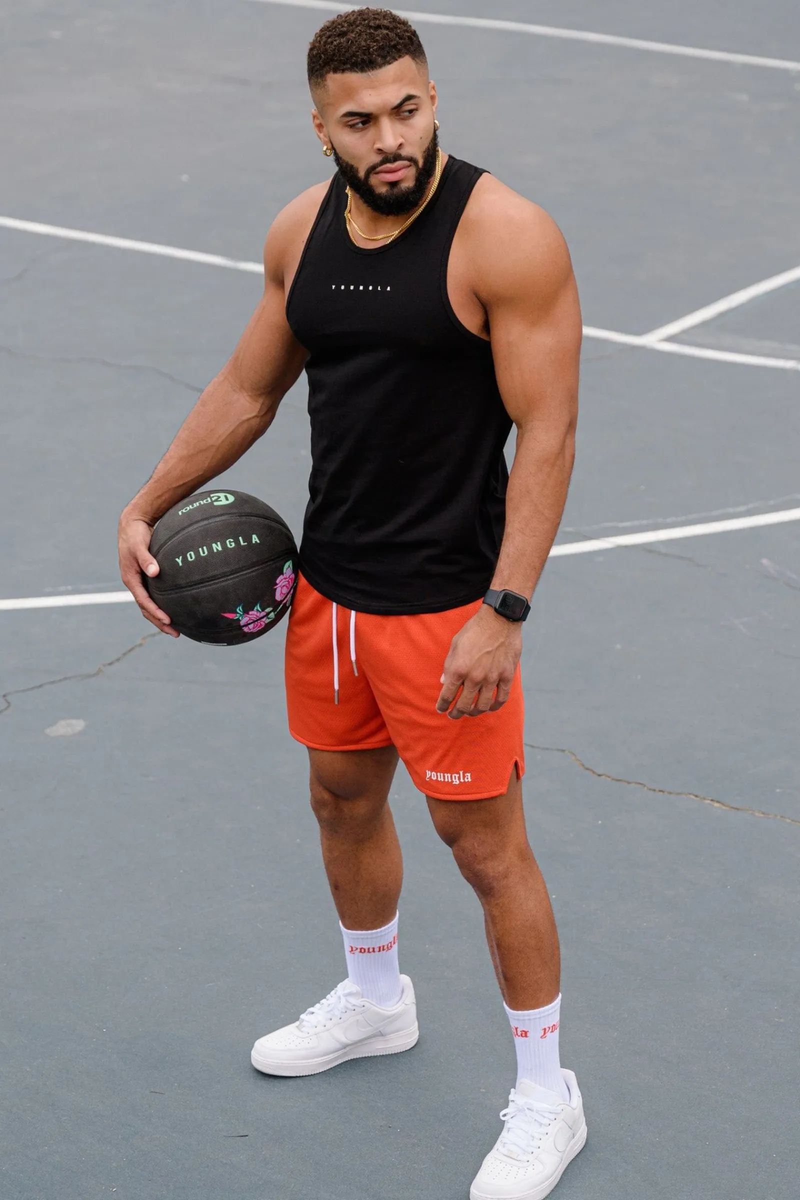 Shorts<Youngla 134 Game-Time Shorts & Socks Set Black|Carolina Blue|Chocolate|Foliage Green