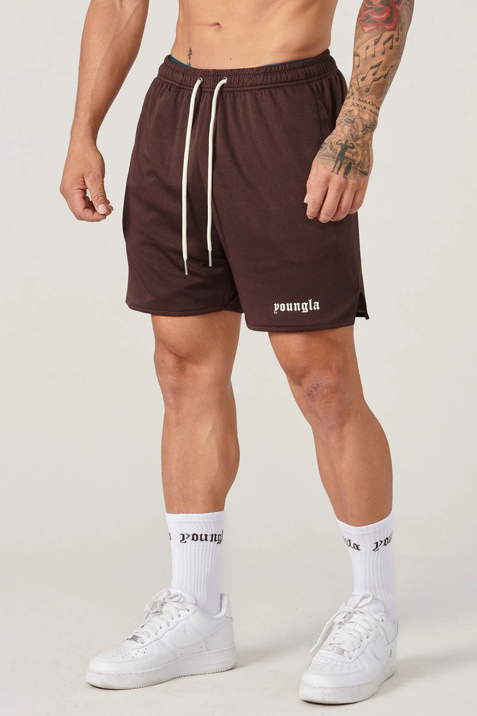 Shorts<Youngla 134 Game-Time Shorts & Socks Set Black|Carolina Blue|Chocolate|Foliage Green