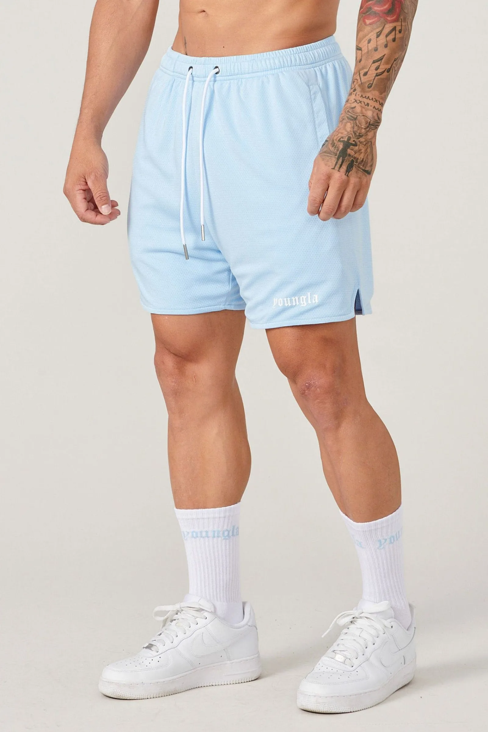 Shorts<Youngla 134 Game-Time Shorts & Socks Set Black|Carolina Blue|Chocolate|Foliage Green