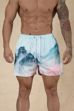 Shorts<Youngla 135 House Party Shorts Midnight Lightning|Japanese Sunrise|Spring Scenery|Blue Ink