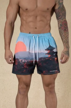 Shorts<Youngla 135 House Party Shorts Midnight Lightning|Japanese Sunrise|Spring Scenery|Blue Ink