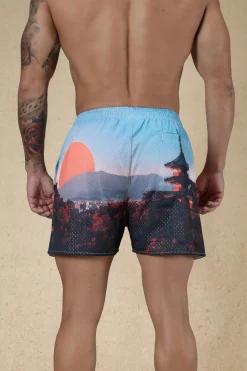 Shorts<Youngla 135 House Party Shorts Midnight Lightning|Japanese Sunrise|Spring Scenery|Blue Ink