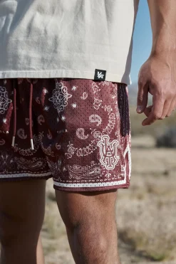 Shorts<Youngla 132 Infamous Bandana Shorts Black|Blue|Burgundy|Chocolate