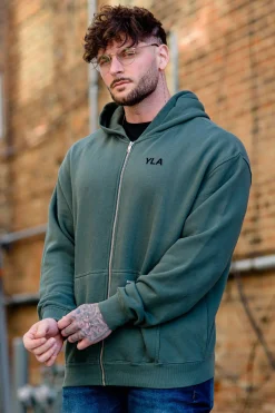 Outerwear<Youngla 515 Monarch Zip-Up Hoodie Black Wash|Bone Wash|Forest Green Wash|Navy Wash