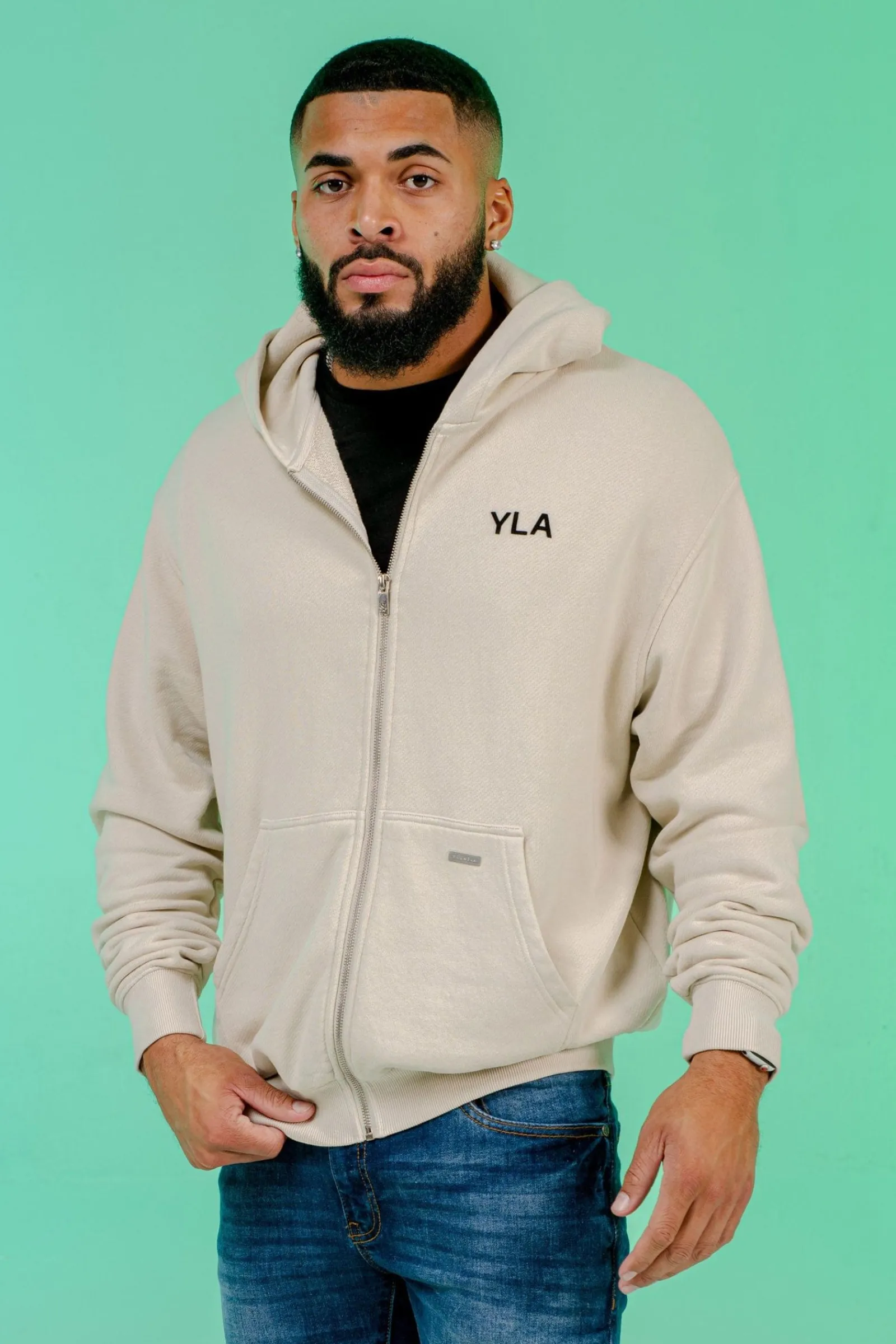 Outerwear<Youngla 515 Monarch Zip-Up Hoodie Black Wash|Bone Wash|Forest Green Wash|Navy Wash