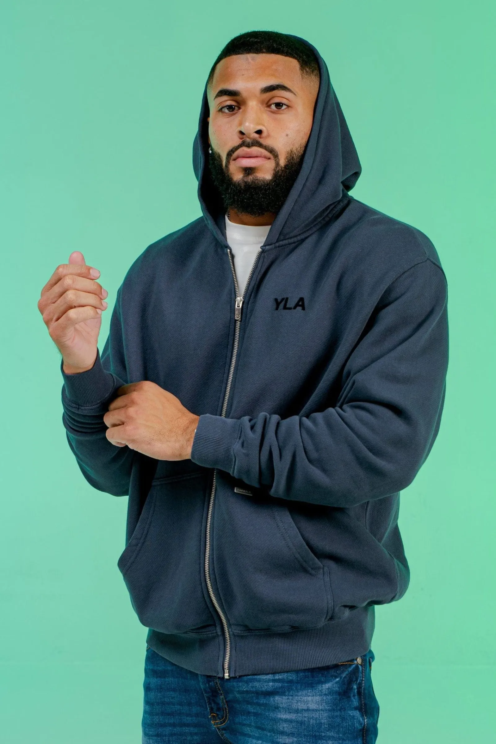 Outerwear<Youngla 515 Monarch Zip-Up Hoodie Black Wash|Bone Wash|Forest Green Wash|Navy Wash