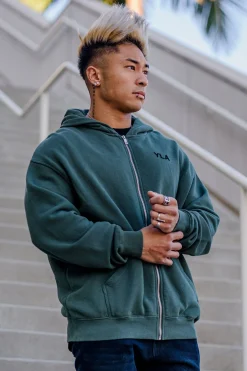 Outerwear<Youngla 515 Monarch Zip-Up Hoodie Black Wash|Bone Wash|Forest Green Wash|Navy Wash