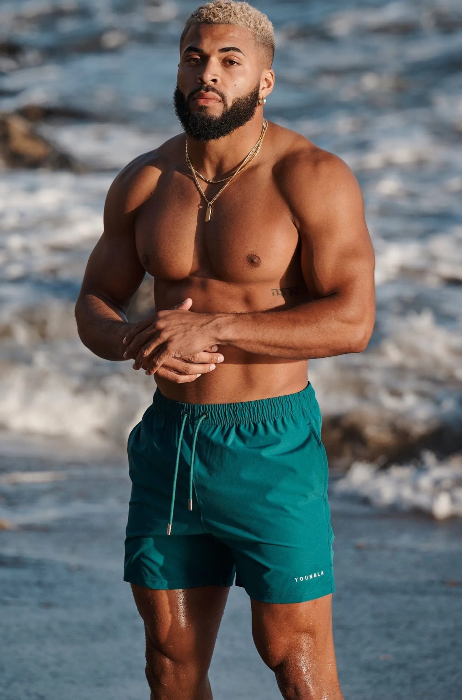 Shorts<Youngla 140 Night Swim Shorts Colors 23' Coffee|Light Grey|Navy|Olive
