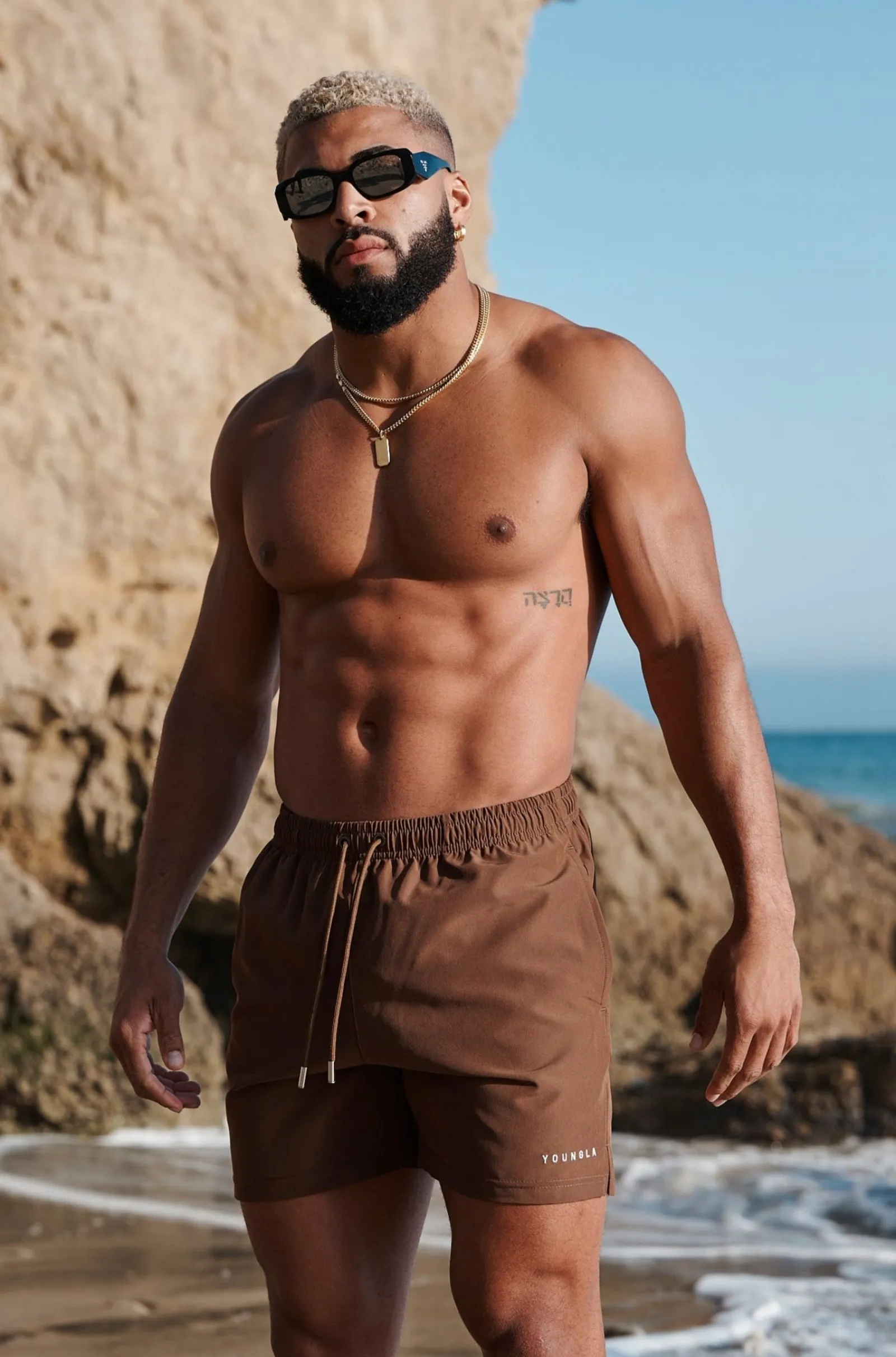 Shorts<Youngla 140 Night Swim Shorts Colors 23' Coffee|Light Grey|Navy|Olive