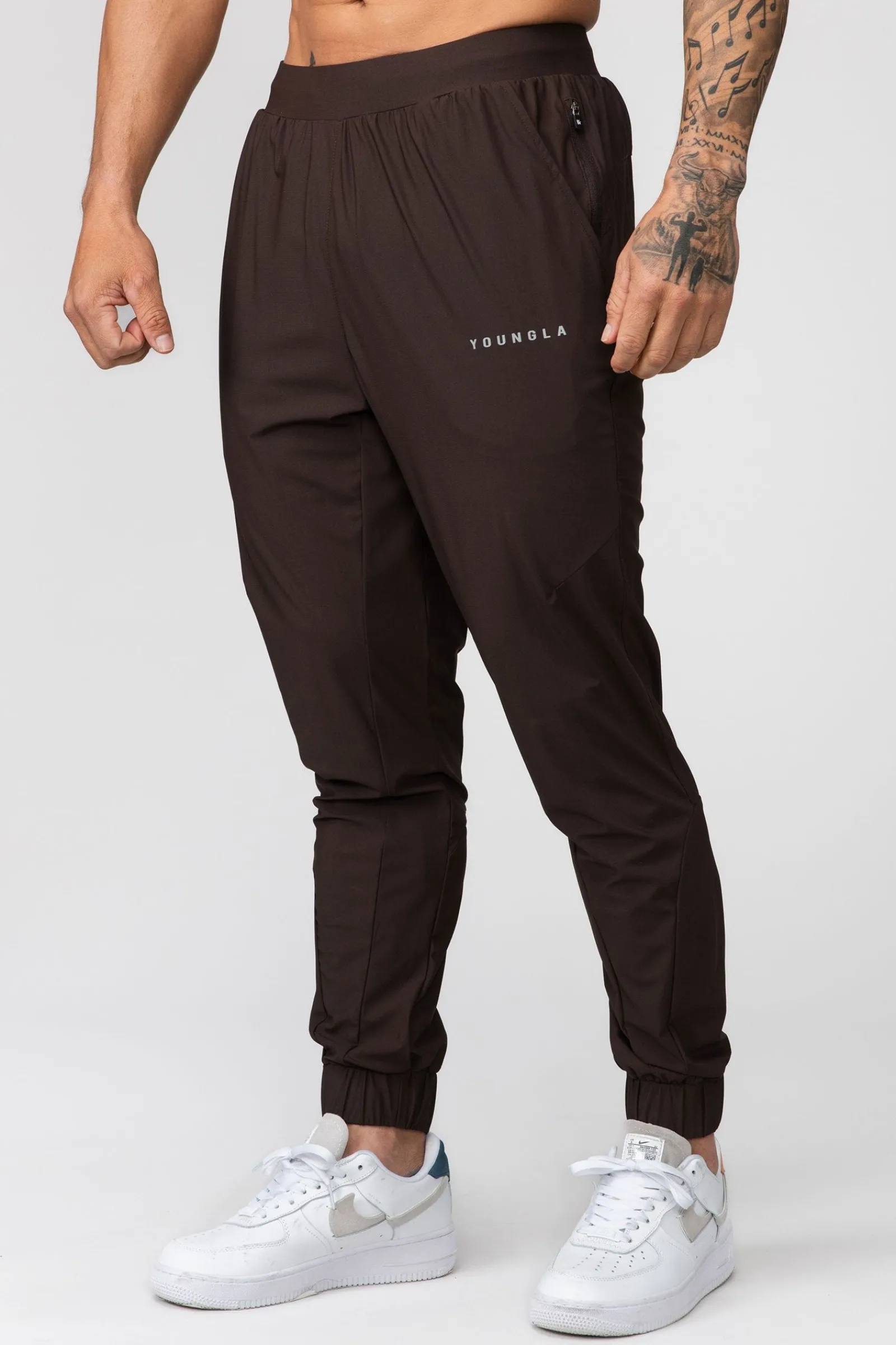 Joggers<Youngla 237 Nylon Training Joggers Black|Dark Chocolate|Flint Stone|Light Grey