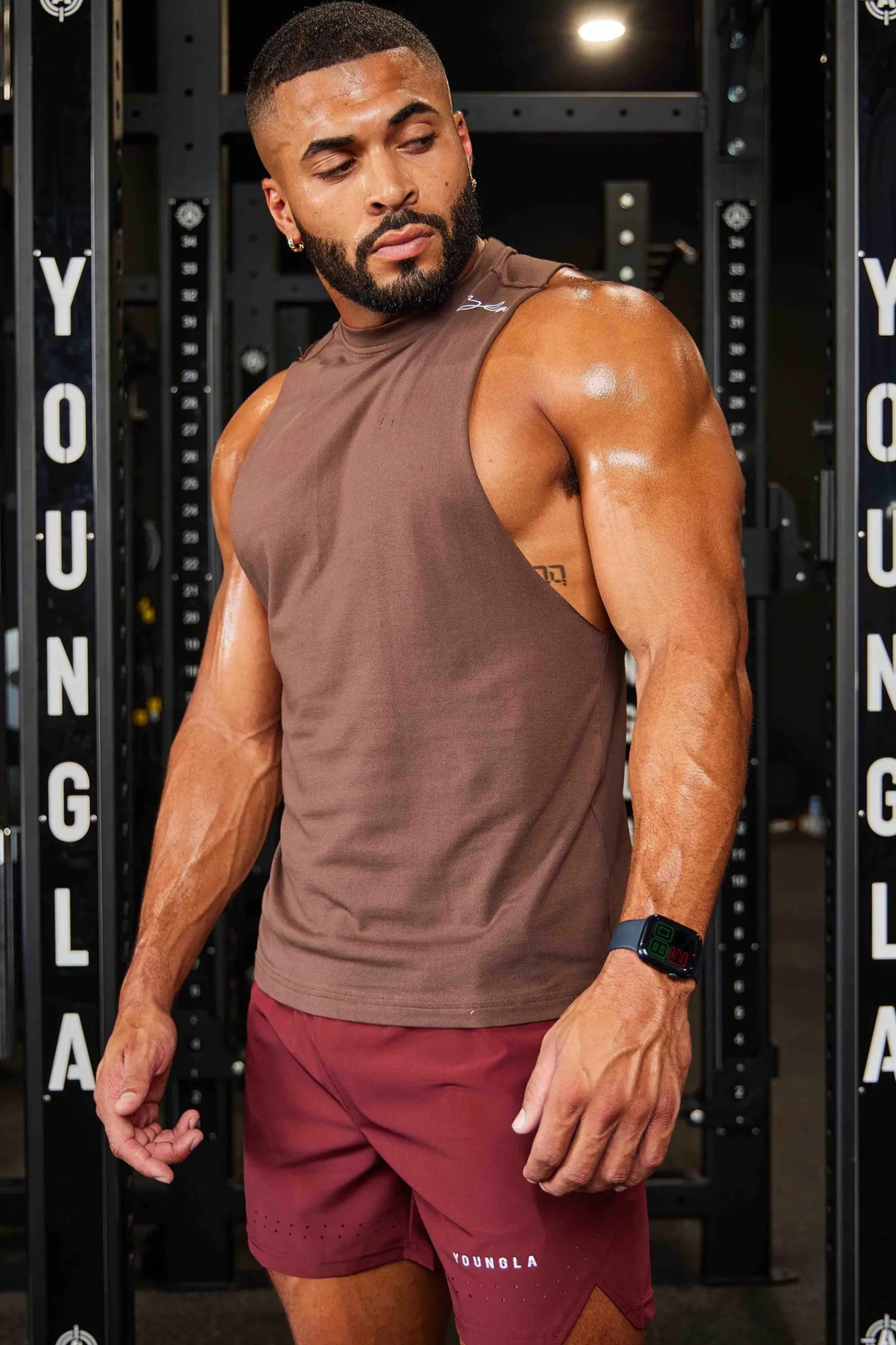 Tanks<Youngla 338 Offset Delt Tanks Black|Brown|Deep Burgundy|Light Grey