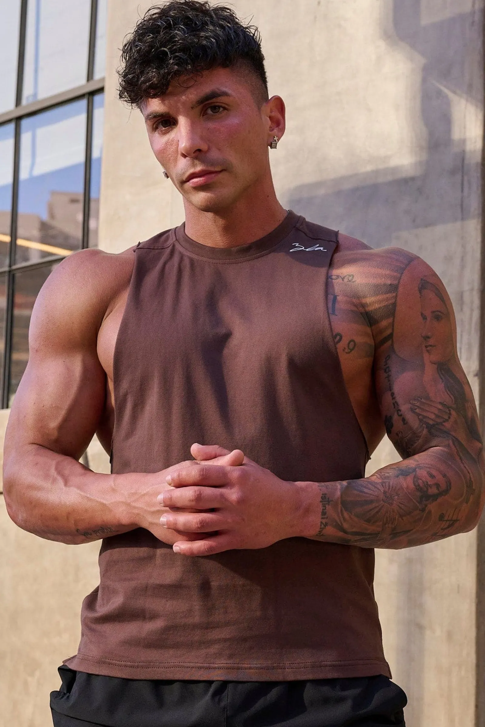 Tanks<Youngla 338 Offset Delt Tanks Black|Brown|Deep Burgundy|Light Grey
