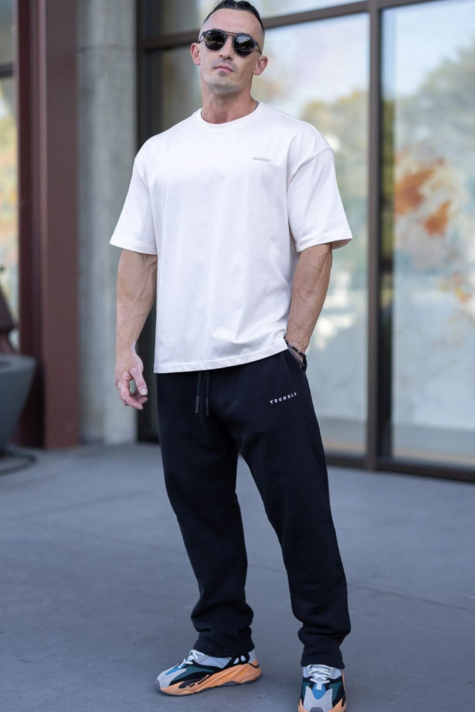 Joggers<Youngla 261 Old School No Cuff Joggers Black Wash|Brown Wash|Cream Wash|Grey Wash