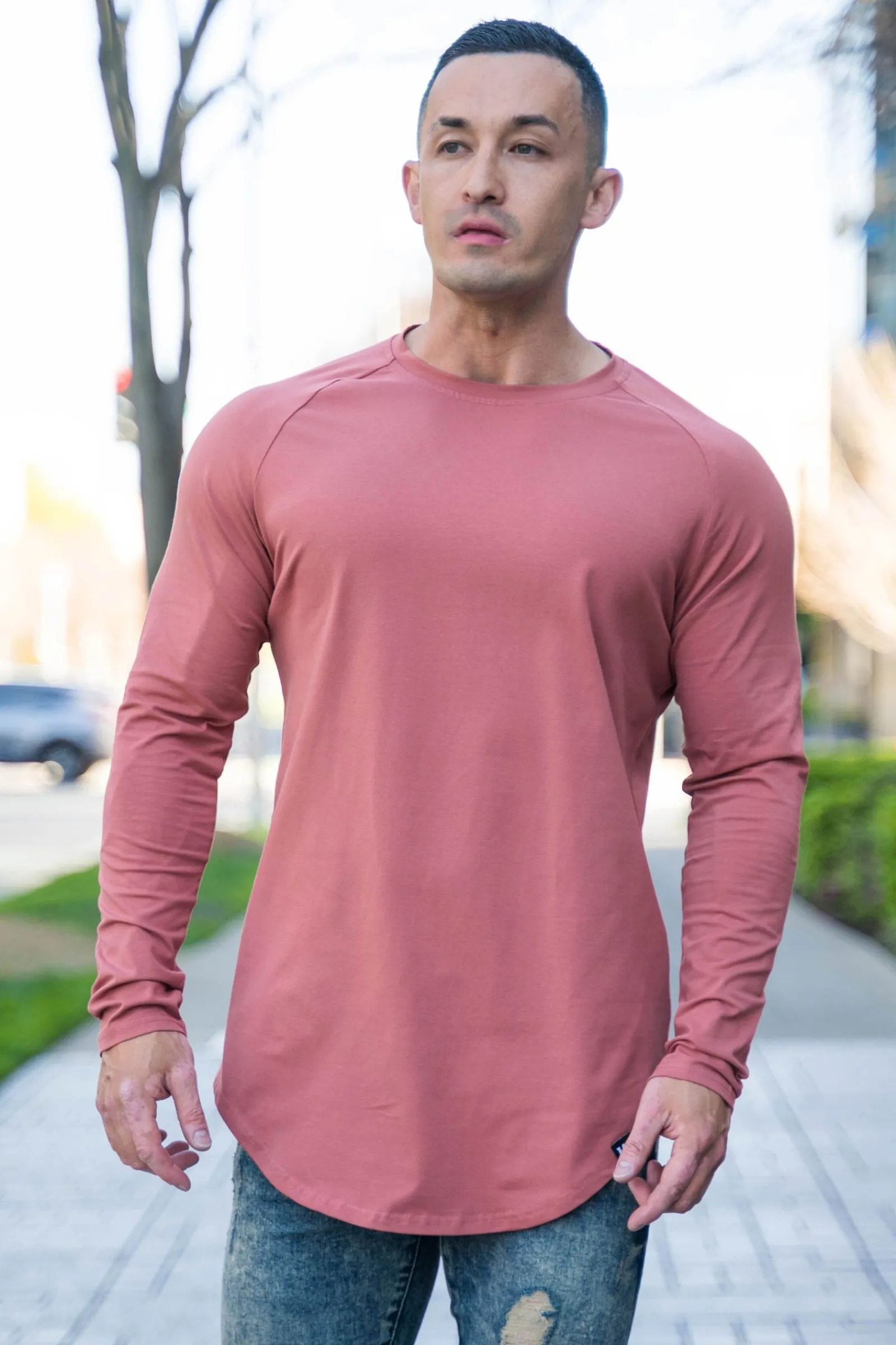 Shirts<Youngla 410 Perfect Raglan Long Sleeve Shirts Black|Charcoal|Sea Green|Salmon