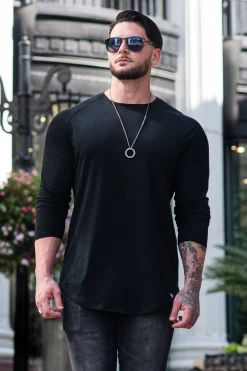 Shirts<Youngla 410 Perfect Raglan Long Sleeve Shirts Black|Charcoal|Sea Green|Salmon