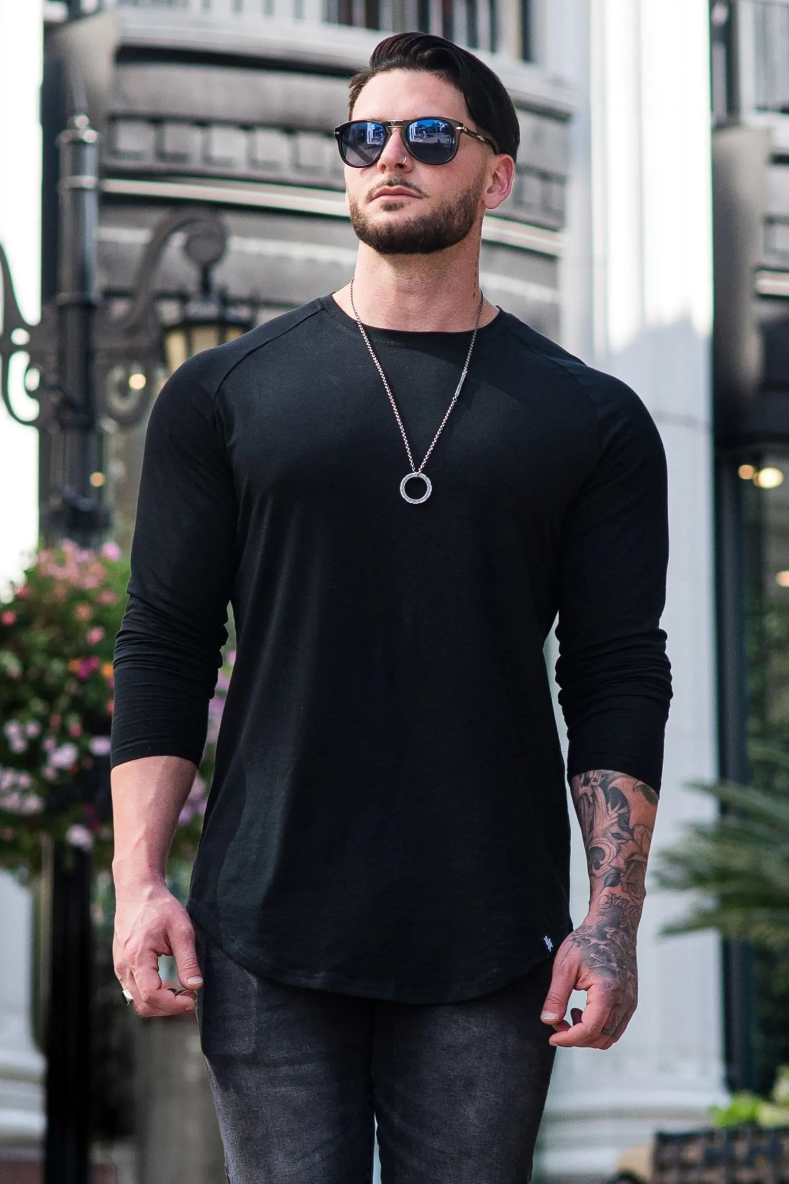 Shirts<Youngla 410 Perfect Raglan Long Sleeve Shirts Black|Charcoal|Sea Green|Salmon