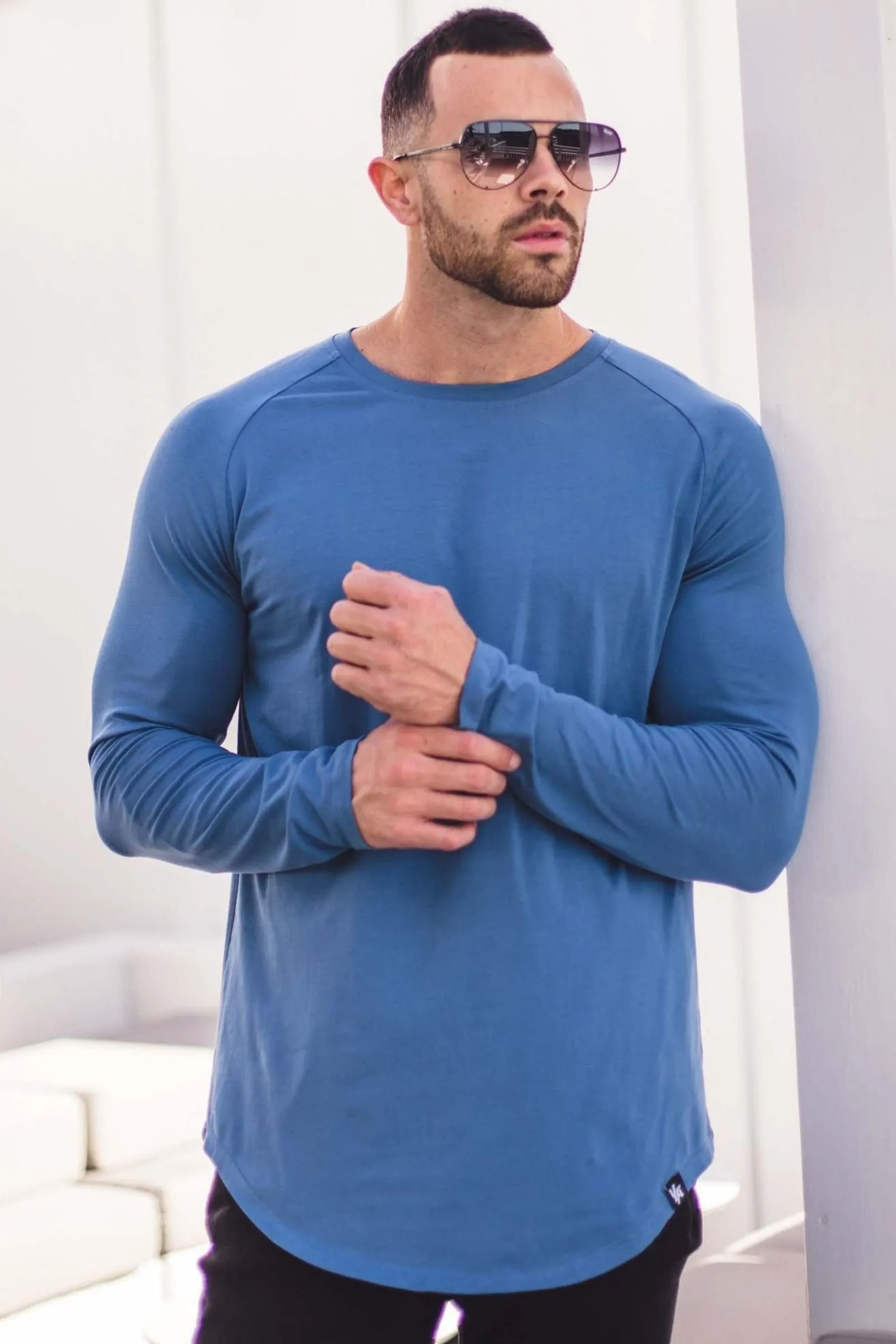 Shirts<Youngla 410 Perfect Raglan Long Sleeve Shirts Black|Charcoal|Sea Green|Salmon