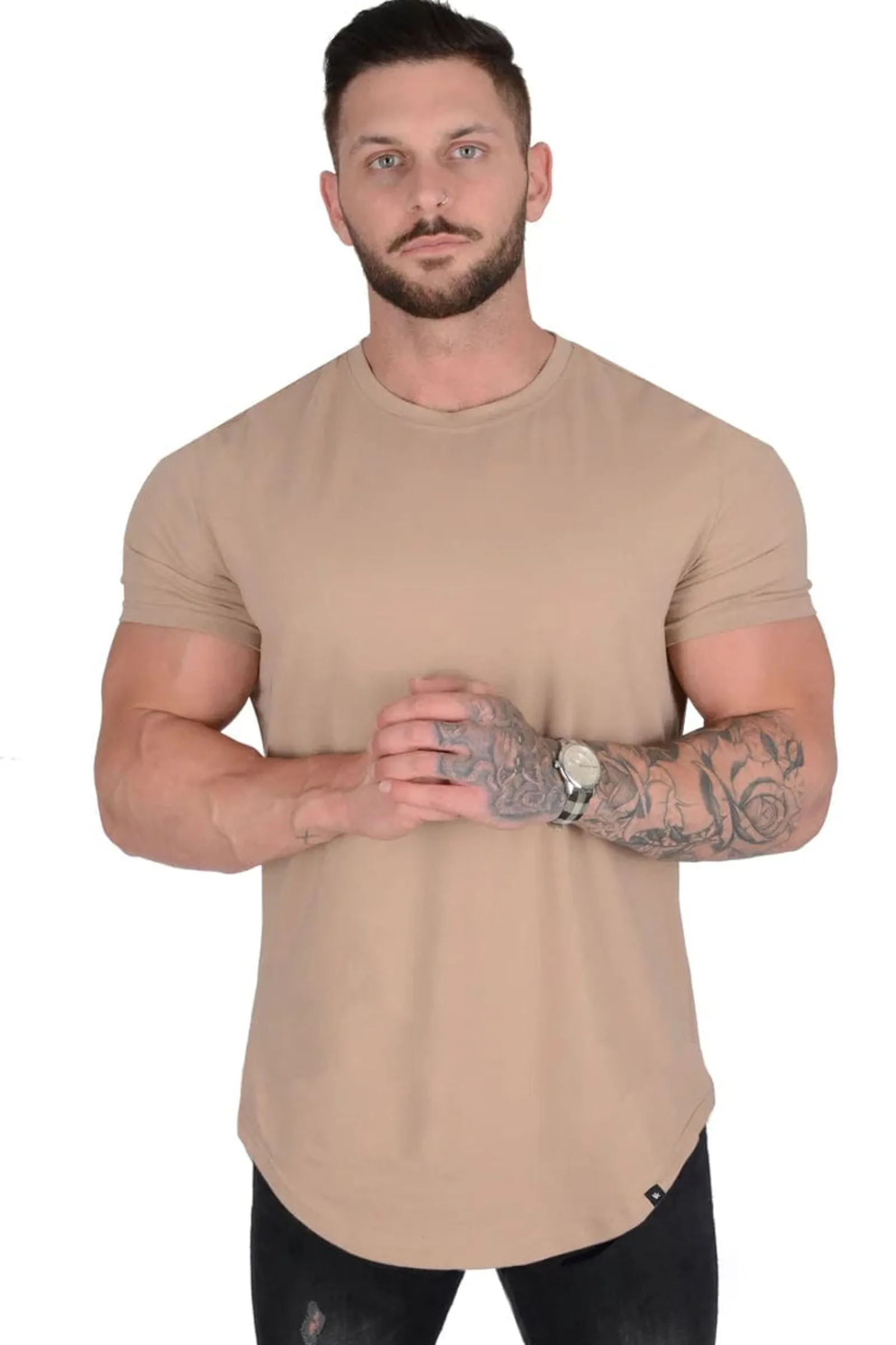 Shirts<Youngla 402 Perfect Tee-Scallop Bottom Black|Grey|Beige|White