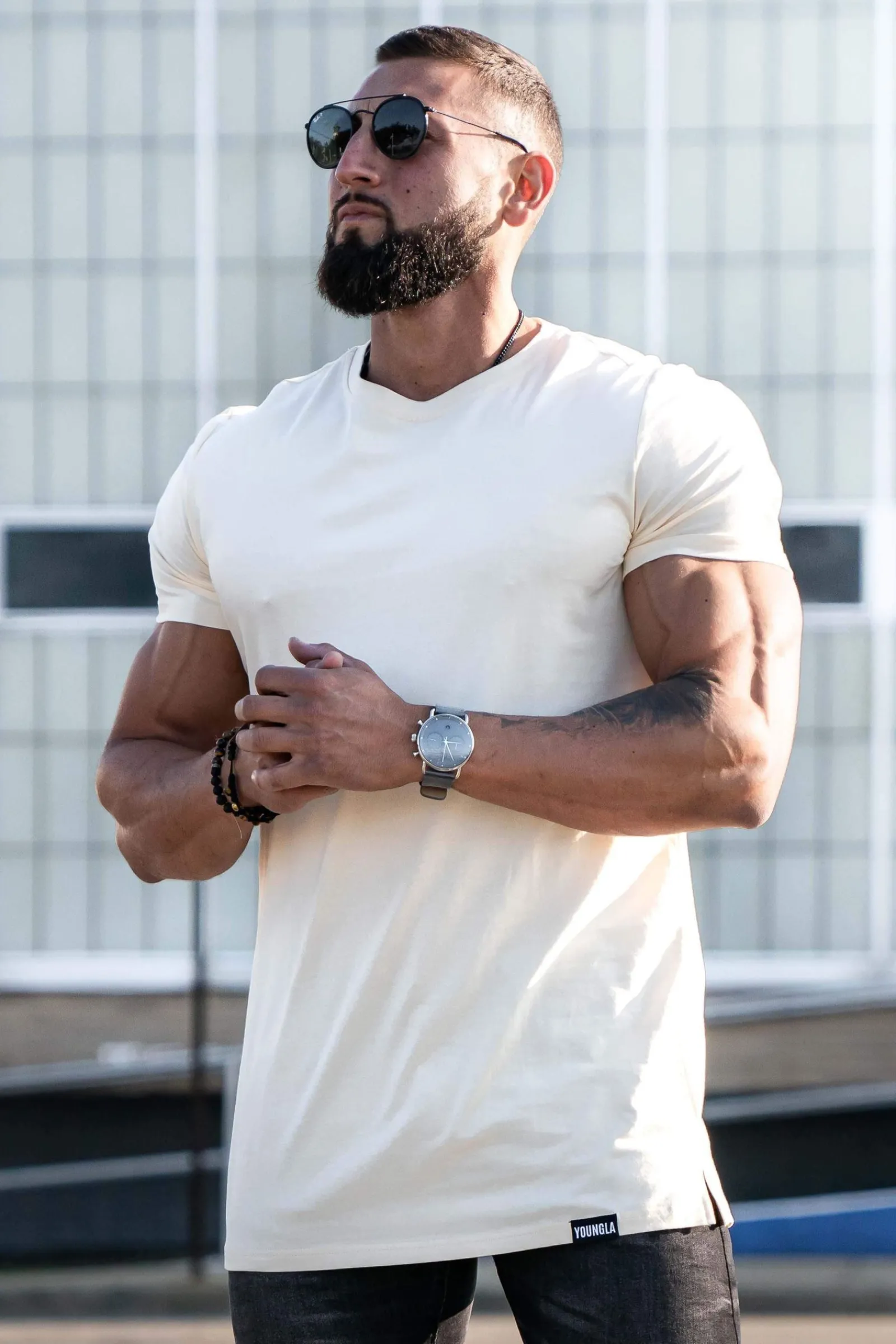 Shirts<Youngla 411 Perfect Tee-Straight Bottom Black|Khaki|White|Grey