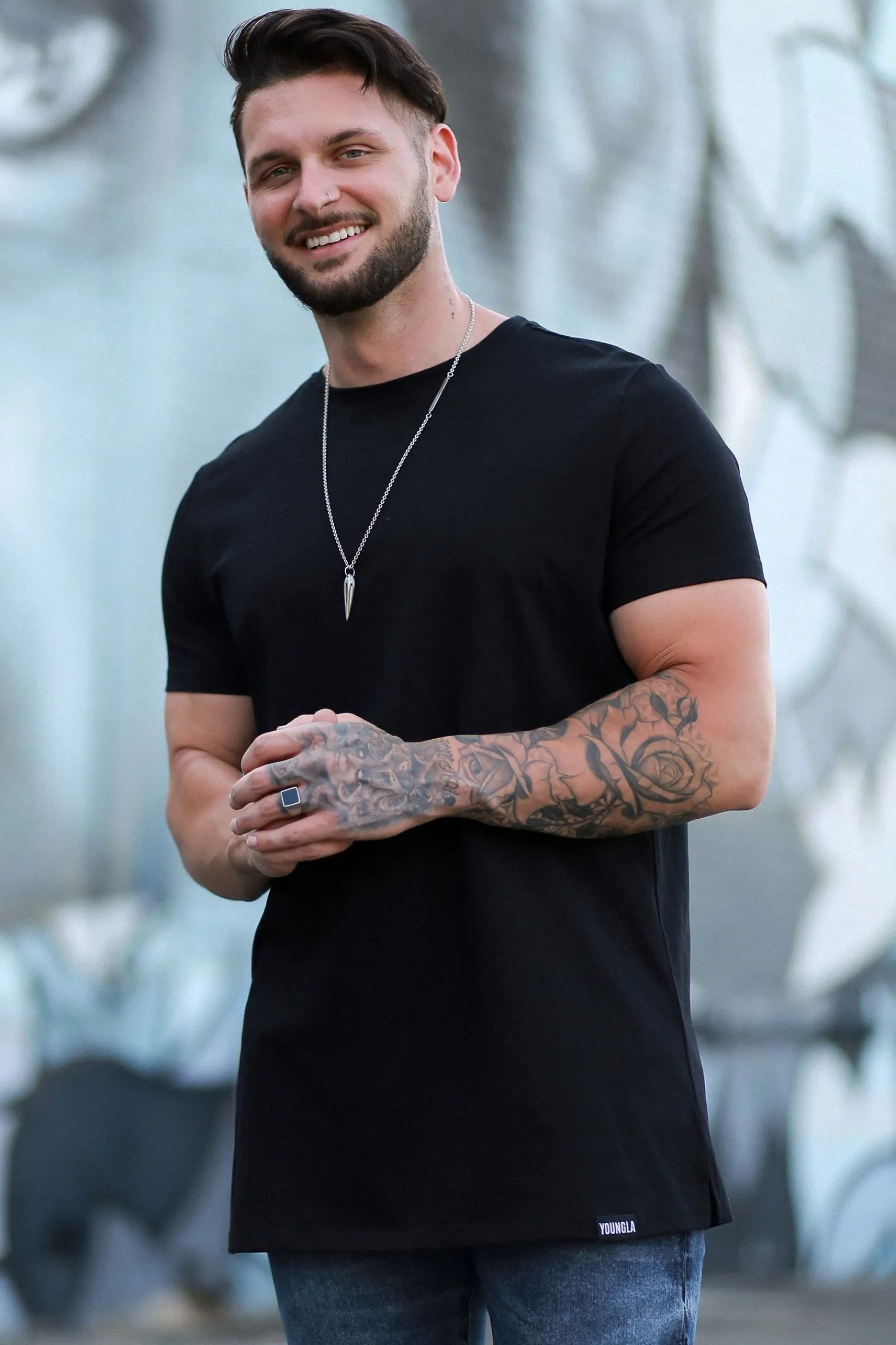 Shirts<Youngla 411 Perfect Tee-Straight Bottom Black|Khaki|White|Grey