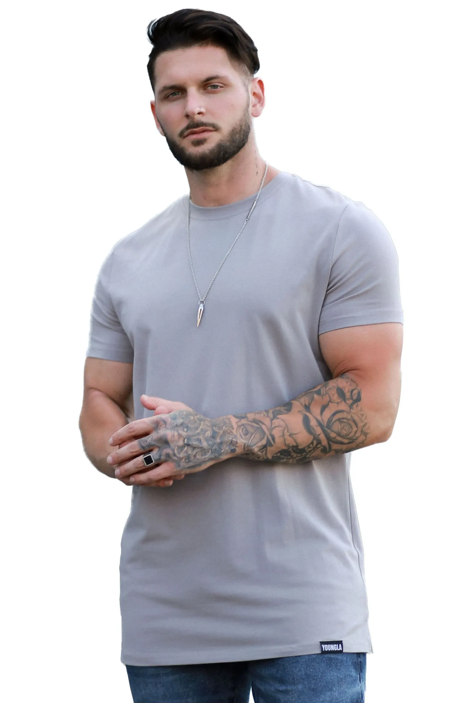 Shirts<Youngla 411 Perfect Tee-Straight Bottom Black|Khaki|White|Grey