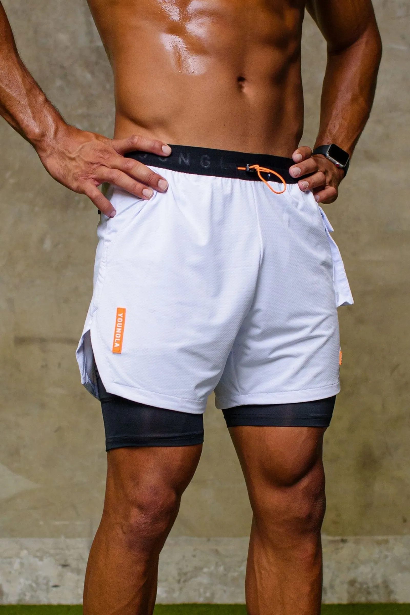 Shorts<Youngla 121 Performance Line Compression Shorts Black|White|Beige|Forest Green