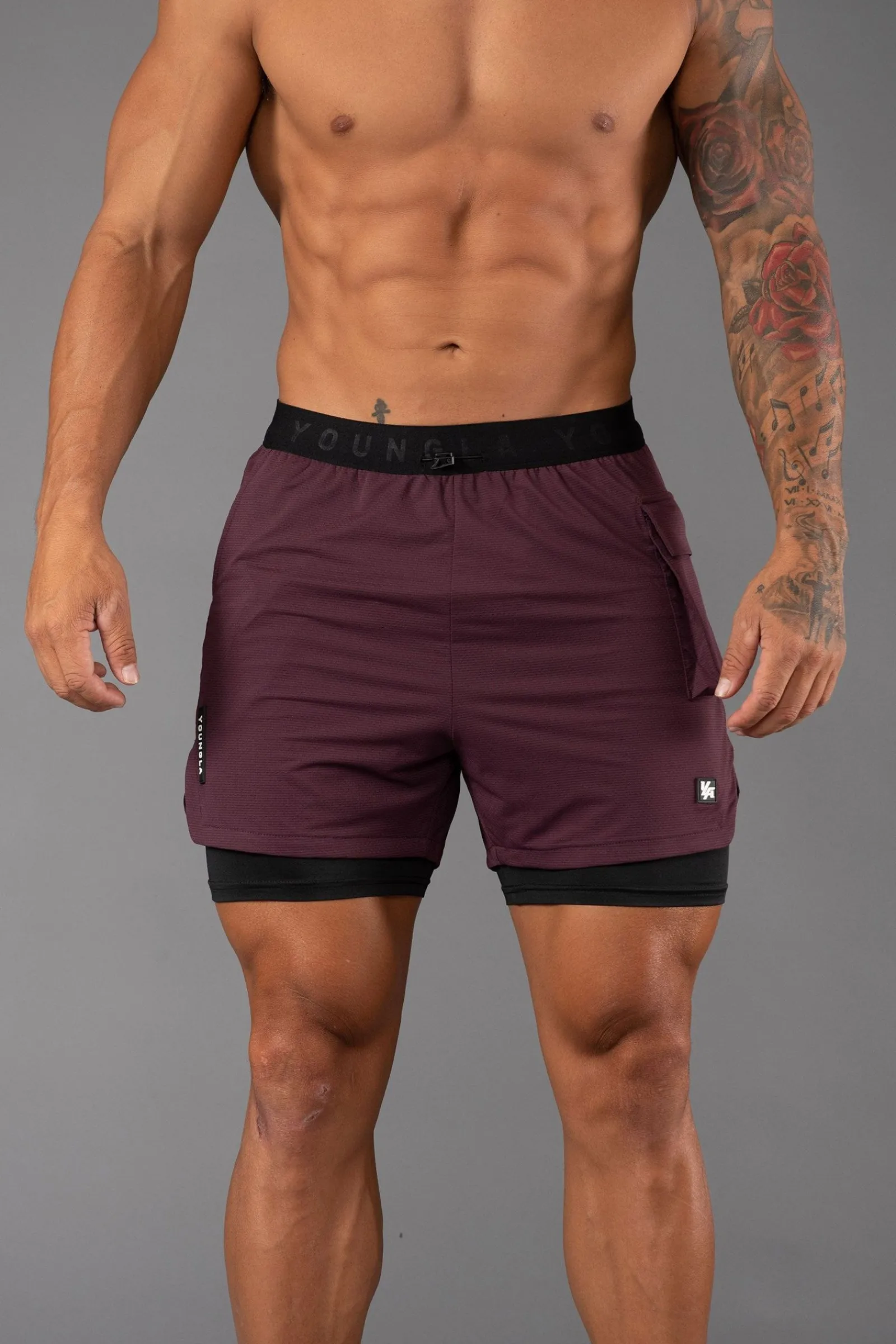 Shorts<Youngla 121 Performance Line Compression Shorts Black|White|Beige|Forest Green