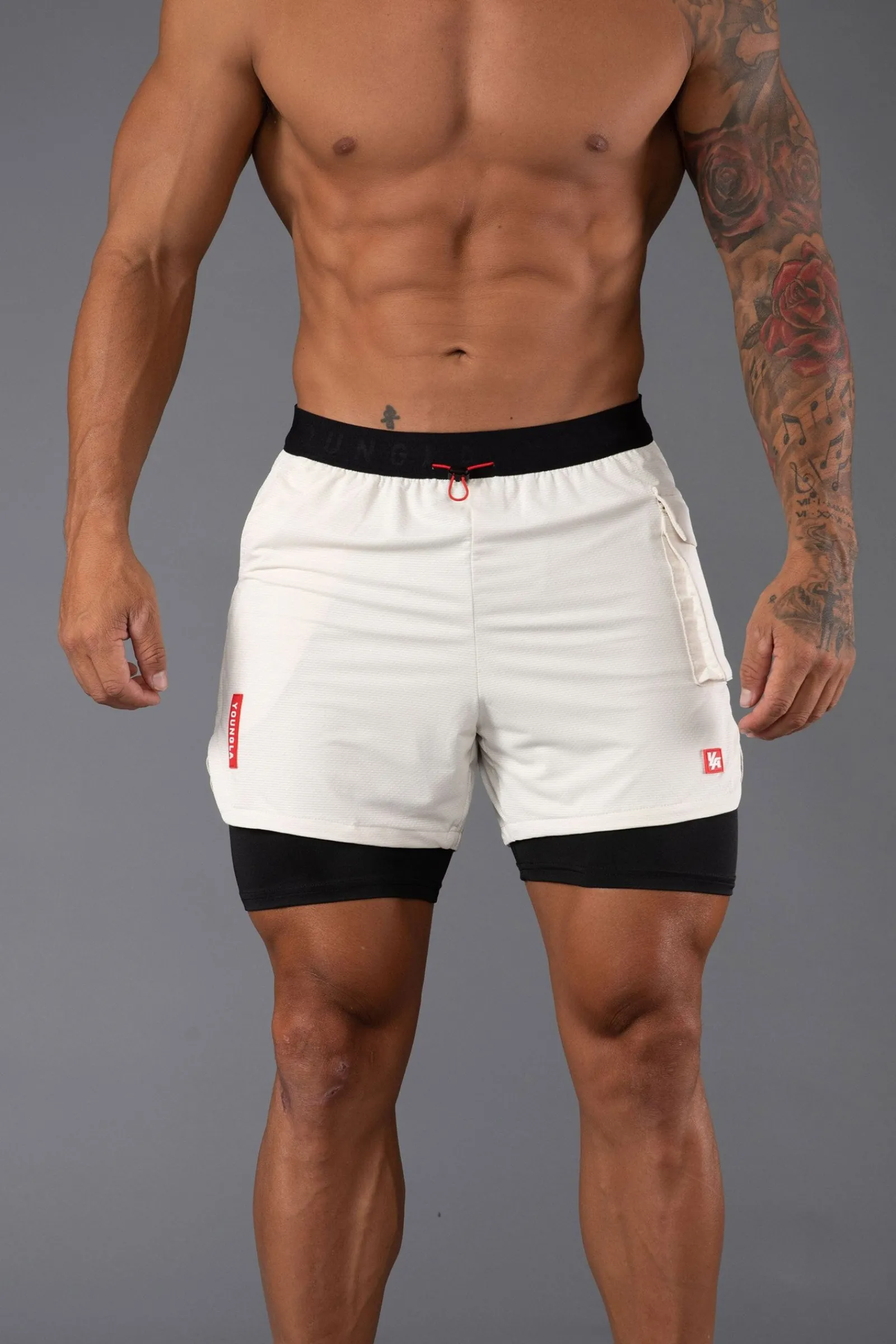Shorts<Youngla 121 Performance Line Compression Shorts Black|White|Beige|Forest Green