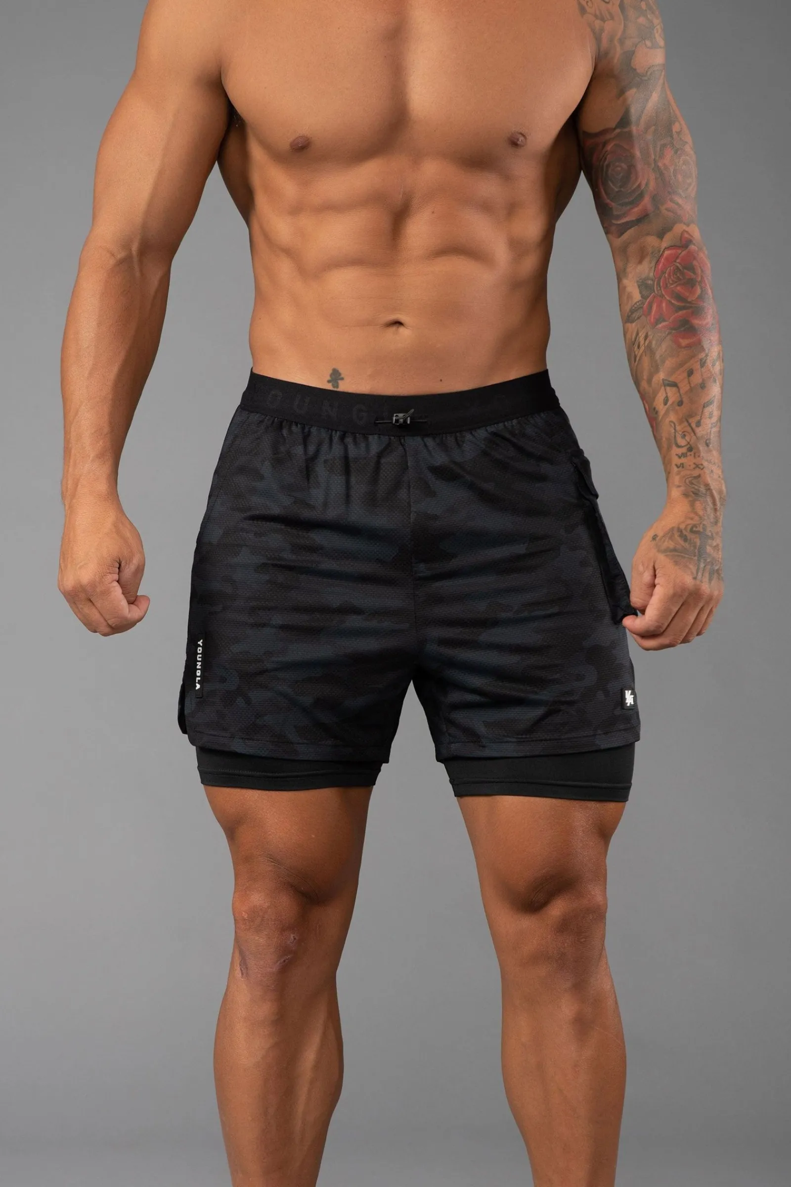 Shorts<Youngla 121 Performance Line Compression Shorts Black|White|Beige|Forest Green