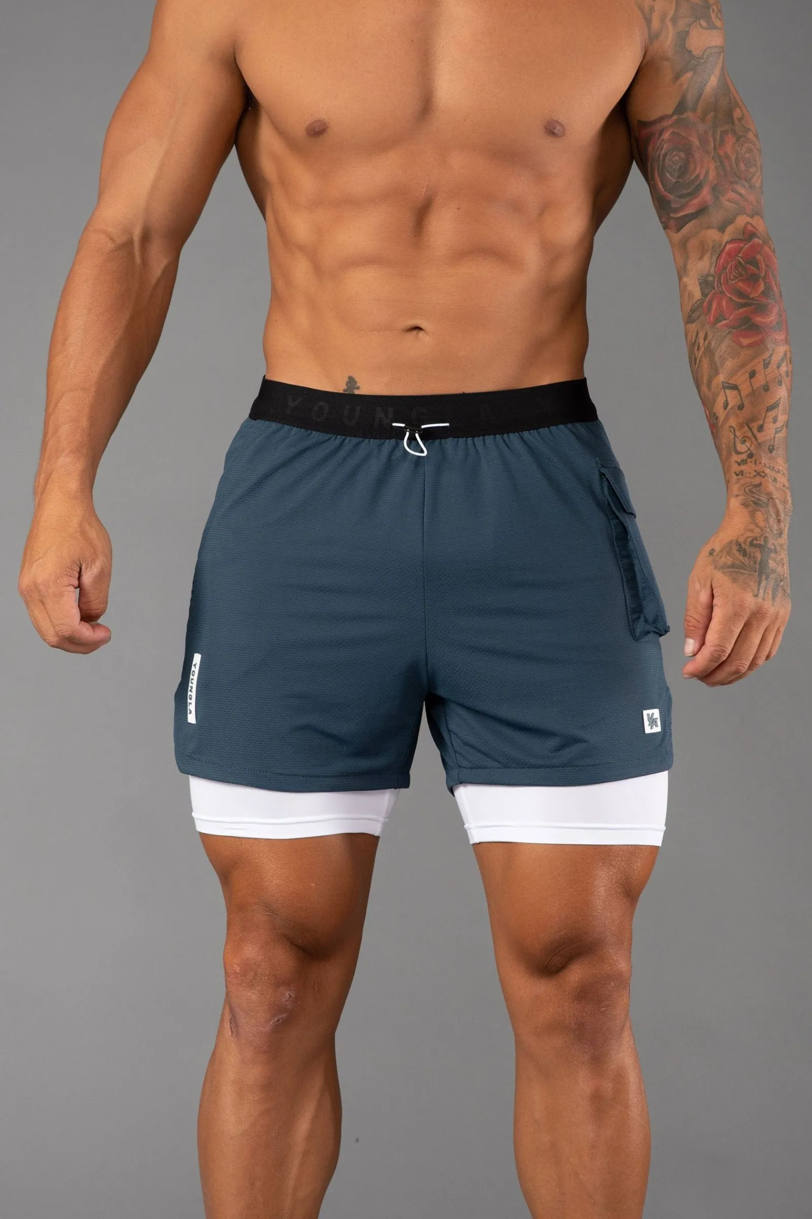 Shorts<Youngla 121 Performance Line Compression Shorts Black|White|Beige|Forest Green