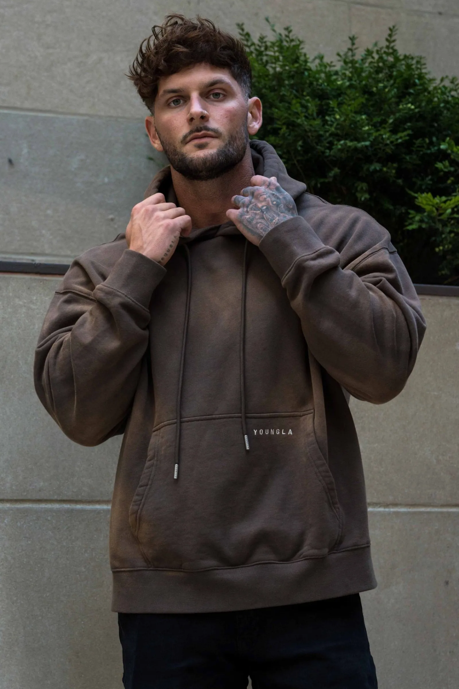 Outerwear<Youngla 549 Phantom Hoodies Black Wash|Brown Wash|Purple Wash|Red Wash
