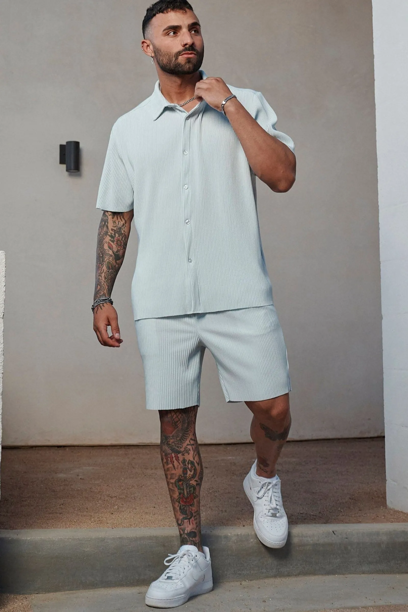 Shirts<Youngla 448 Pleated Festival Shirts Black|Chocolate|Cream|Light Blue