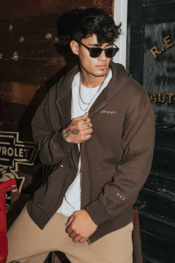 Outerwear<Youngla 546 Rivet Zipup Hoodies Black Wash|Brown Wash|Grey Wash|Off-White