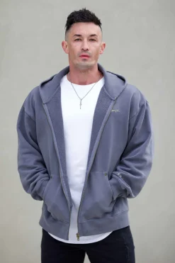 Outerwear<Youngla 546 Rivet Zipup Hoodies Black Wash|Brown Wash|Grey Wash|Off-White