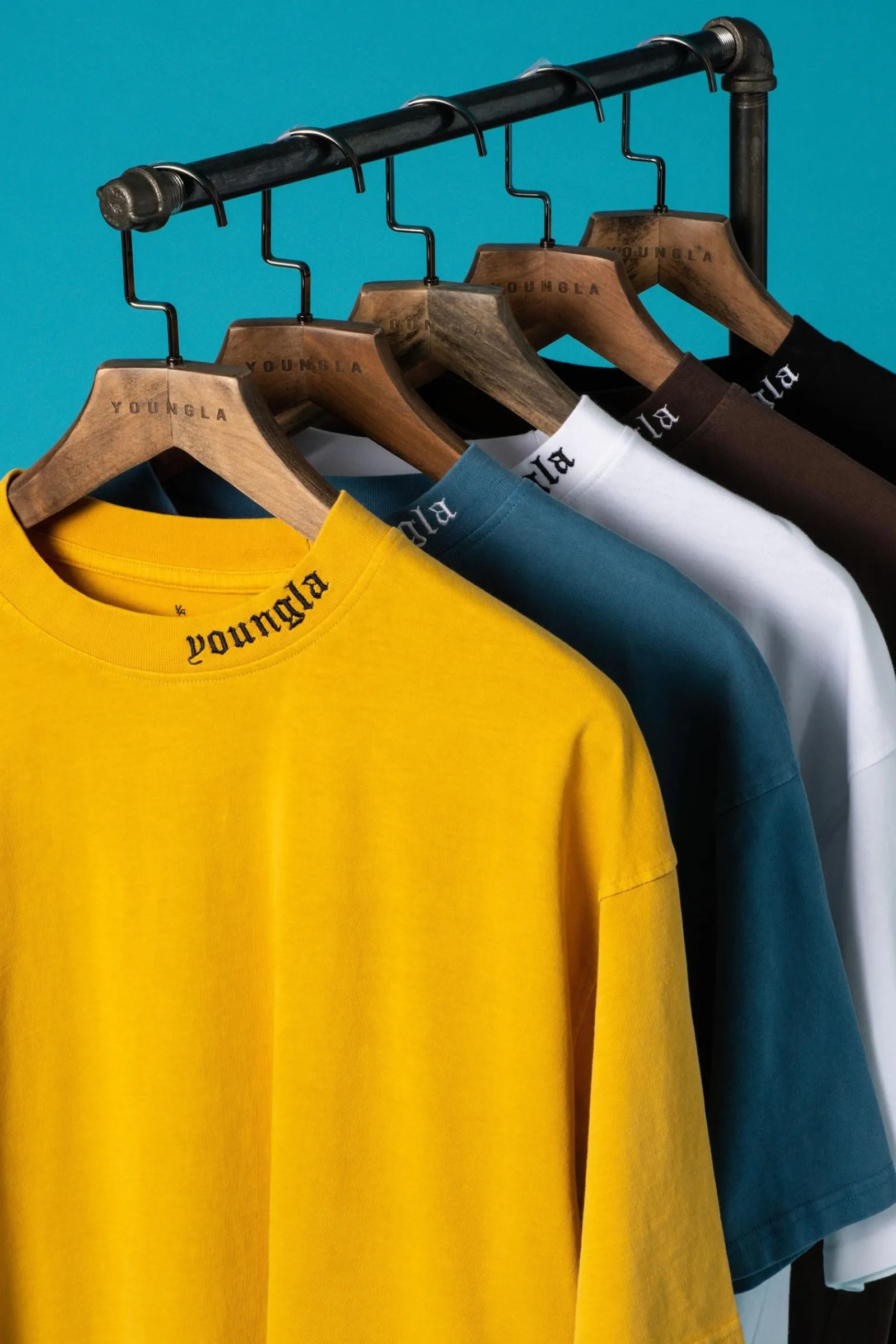 Shirts<Youngla 467 Roman Tees Black|Blue|Hot Fudge|Mustard Yellow